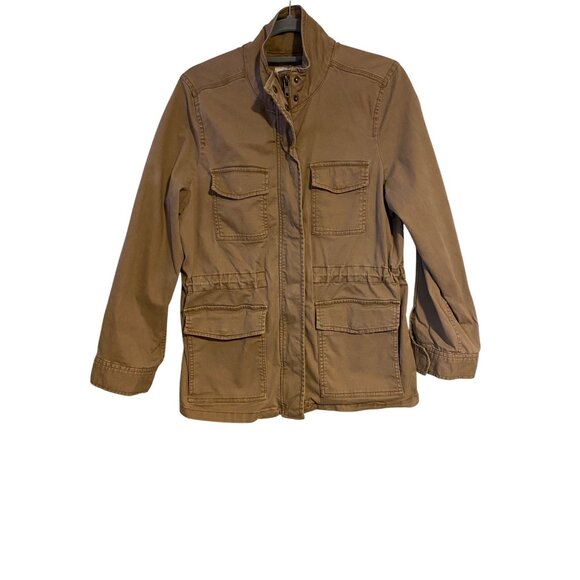 Time and Tru Jackets & Blazers - Time And Tru Women's Beige Utility Jacket M Drawstring Waist Full Zip Y2K Grunge